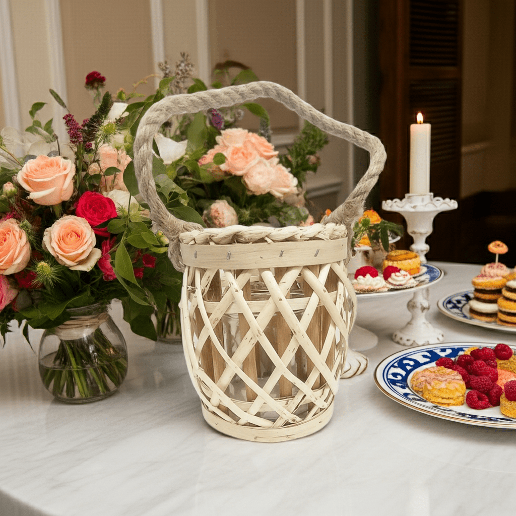 Portacandele Legno con Corda 17cm - Design Rustico Naturale Country - GrazieGio