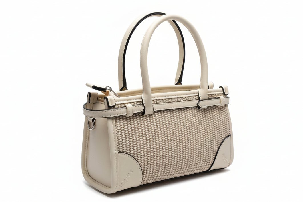 Borsa Sweet Years Beige Intrecciata con Inserti Ecopelle - GrazieGio