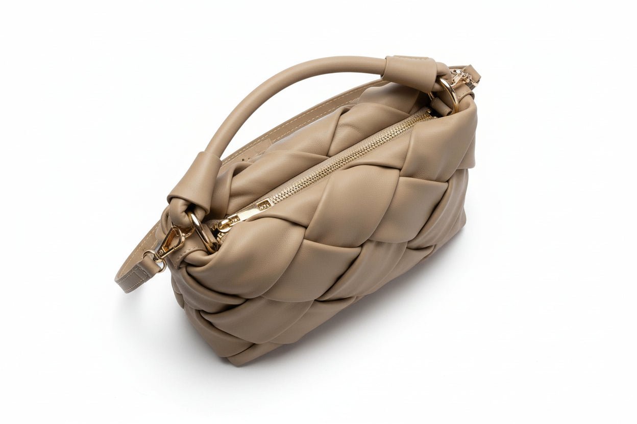 Borsa Grace in Pelle Intrecciata Beige - Made in Italy - GrazieGio