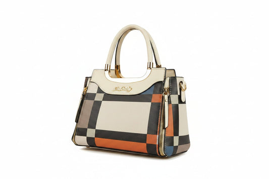 Borsa Color-Block Motivo a Quadri Vintage - GrazieGio