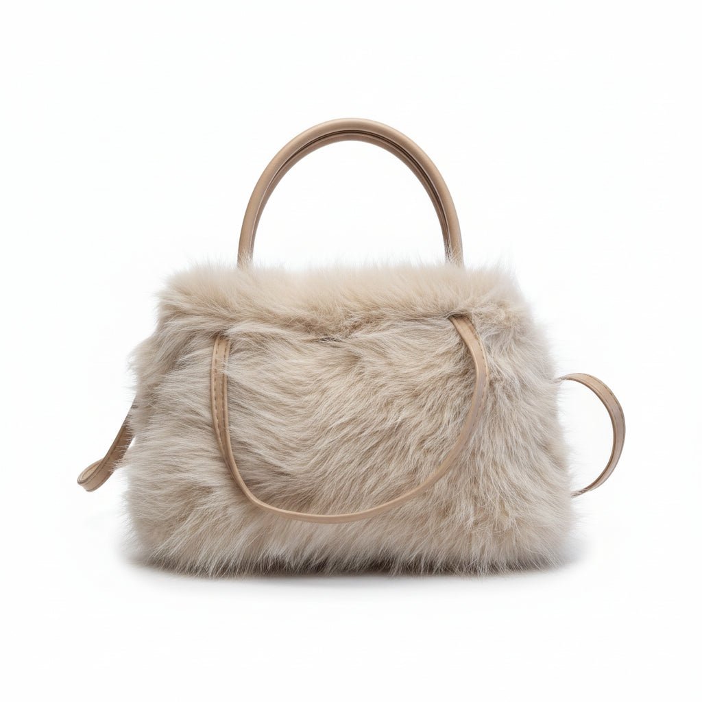 Borsa Fluffy in Ecopelliccia Nocciola con Tracolla - GrazieGio - GrazieGio