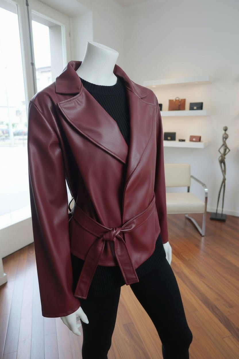Chiodo Bordeaux in Ecopelle | Giacca Biker Donna | GrazieGio - GrazieGio