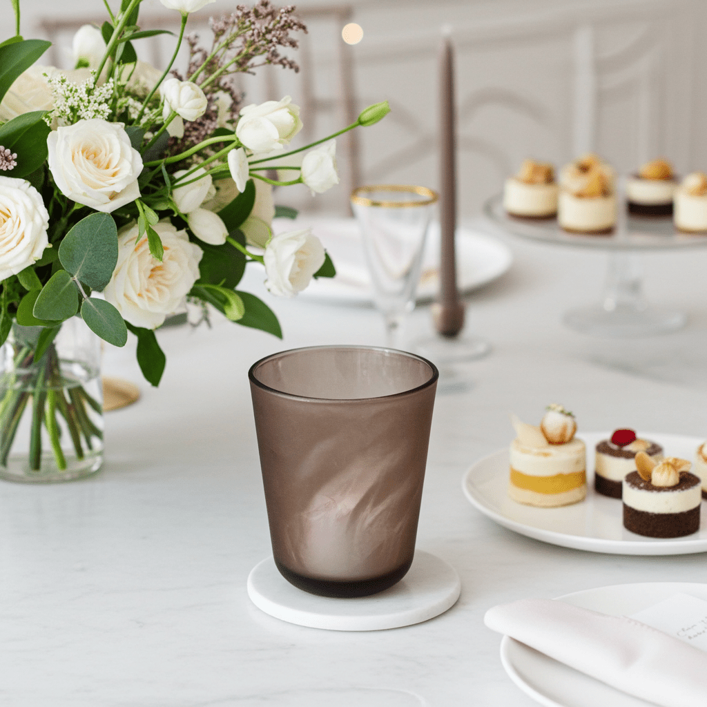 Portacandele Vetro Decorato Trasparente 12cm - Elegante Classico - GrazieGio