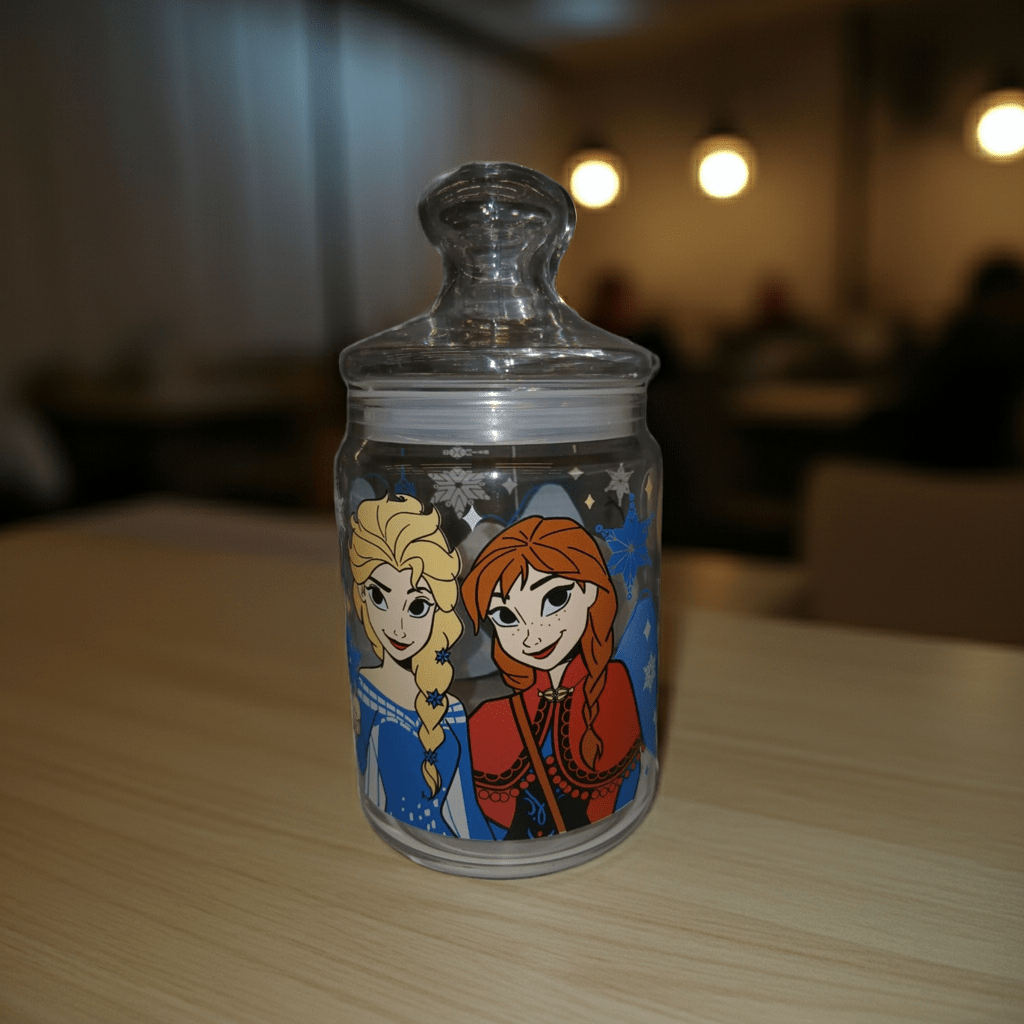 Barattolo Vetro Decorato Frozen Anna Elsa 20cm - Contenitore Disney - GrazieGio