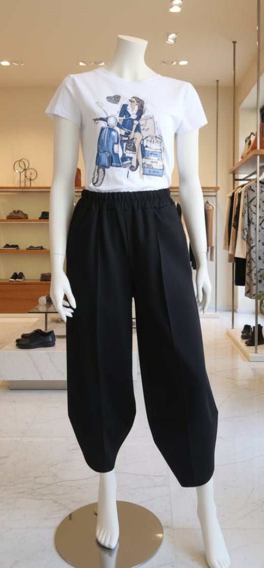 Pantalone Barrel Punto Milano | Vita Elastica | GrazieGio - GrazieGio