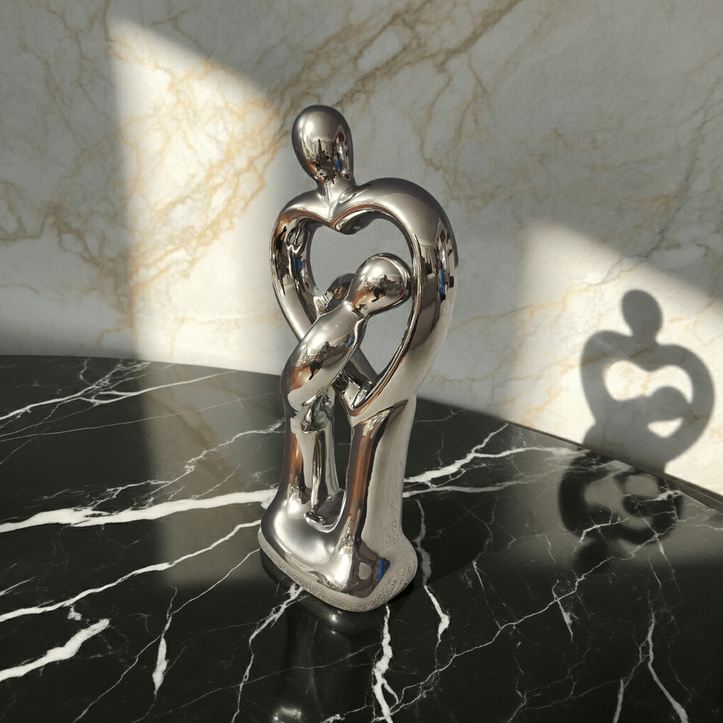 Statuetta Decorativa Due Cuori Intrecciati Resina Romantica - GrazieGio