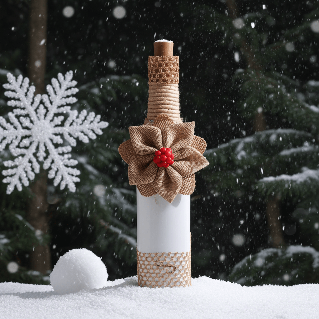 Bottiglia Decorativa con Fiocco Natalizia Vetro Elegante - GrazieGio