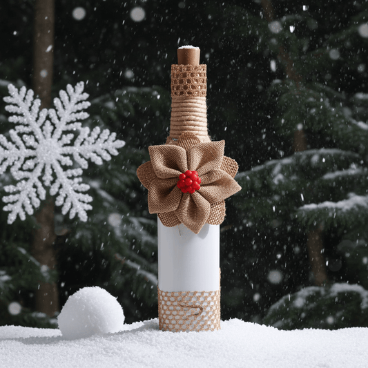 Bottiglia Decorativa con Fiocco Natalizia Vetro Elegante - GrazieGio