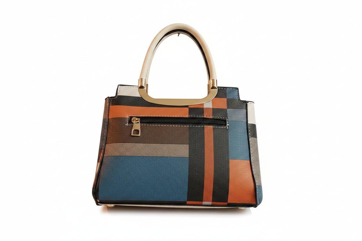 Borsa Color-Block Motivo a Quadri Vintage - GrazieGio