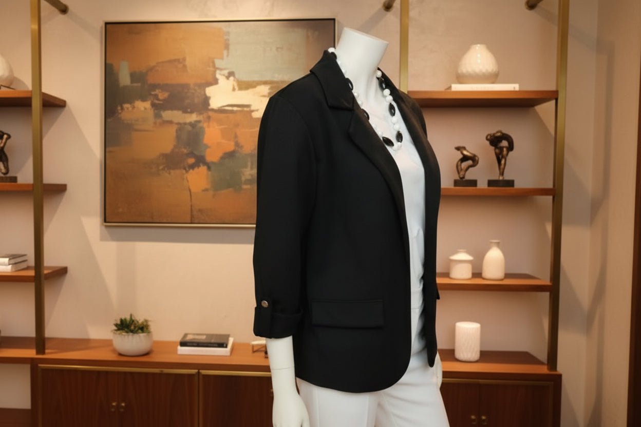 Blazer Elegante Collo a Scialle – Manica Tre Quarti con Risvolto - GrazieGio
