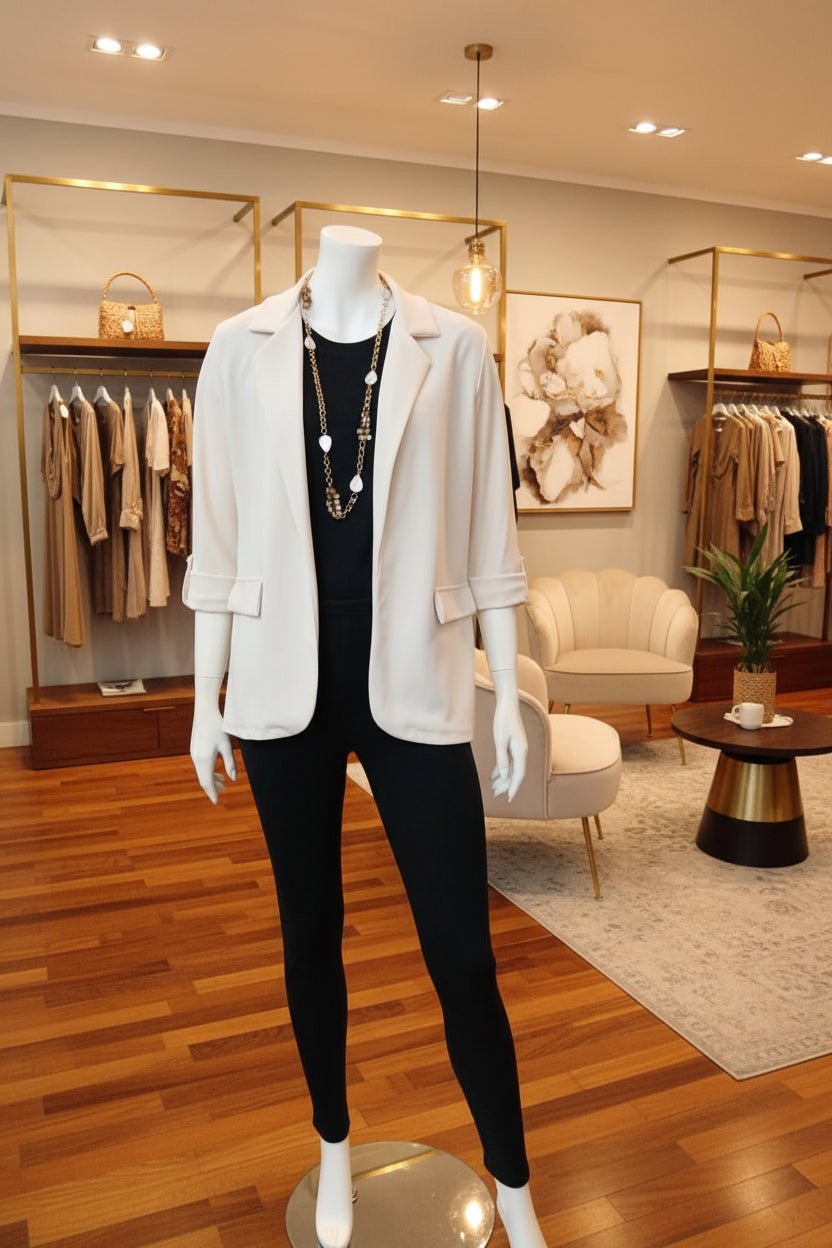 Blazer Elegante Collo a Scialle – Manica Tre Quarti con Risvolto - GrazieGio