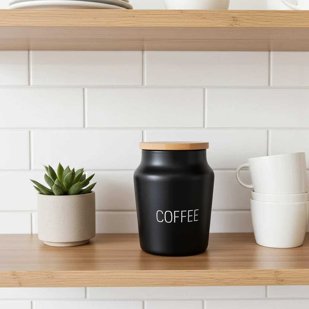 Contenitore Alluminio COFFEE con Tappo Legno 15cm - Barattolo Caffè