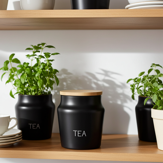 Contenitore Alluminio THE con Tappo Legno 15cm - Barattolo Cucina