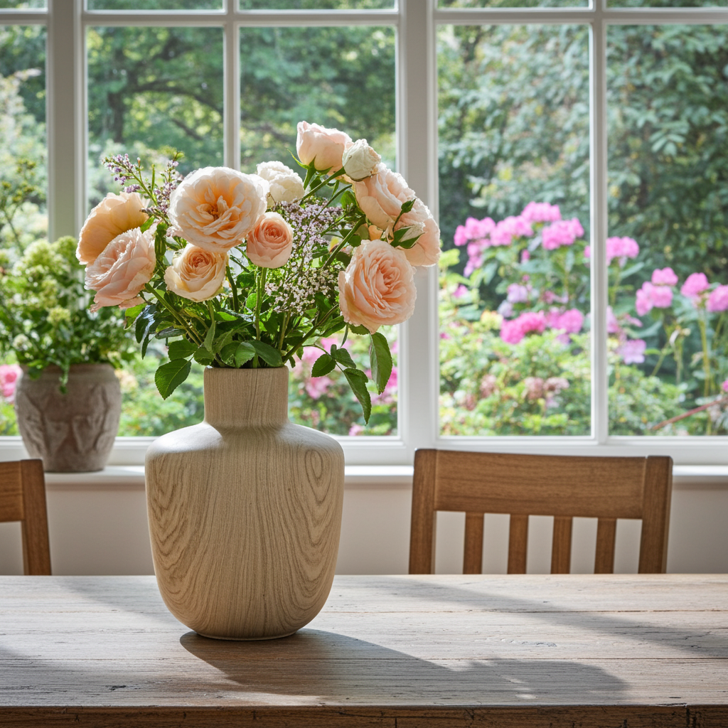 Vaso Effetto Legno Ceramica 12cm - Design Naturale Rustico